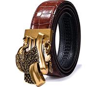 Barry.Wang Eagle Ratchet Belt for Men Leather Adjustable Slide Buckle Burgundy Belts Casual 1 3/8" Adjustable Party Business Date