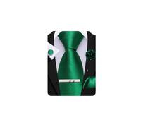 Barry.Wang Emerald Green Ties for Men Silk Necktie and Pocket Square Cufflinks Tie Clip Lapel Pin Set Wedding Formal