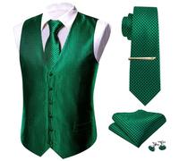 Barry.Wang Formal Mens Vest Set Paisley Tie Handkerchief Cufflink Clip Suit Waistcoat Designer 5PCS