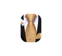 Barry.Wang Gold Ties for Men Silk Paisley Necktie Pocket Square Cufflinks Set Formal Wedding Party
