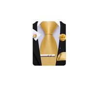 Barry.Wang Gold Ties for Men Silk Solid Color Necktie and Pocket Square Cufflinks Tie Clip Lapel Pin Set Wedding Formal