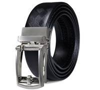 Barry.Wang Leather Ratchet Belt for Men Western Cowboy Adjustable Buckle 1 3/8" Casual Jeans Dress Business Trim to Fit