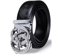Barry.Wang Leather Ratchet Belt for Men Western Cowboy Adjustable Buckle 1 3/8" Casual Jeans Dress Business Trim to Fit