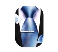 Barry.Wang Men Tie Set Silk 4PC Stripe Paisley Necktie Pocket Square Cufflinks Ties Clip Party Classic Wedding Anniversaries Gift Box