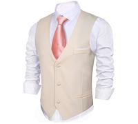 Barry.Wang Men Vest Business Wedding Pure Color Waistcoat Classic Party