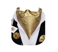 Barry.Wang Men's Ascot Set Paisley Floral Cravats Tie Lapel Pin Pocket Square Cufflinks 4PC Wedding Business Party Casual for Men