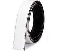 Barry.Wang Mens Belt Without Buckle,White Ratchet Leather Belt Business Wedding Cowhide Belt Adjustable