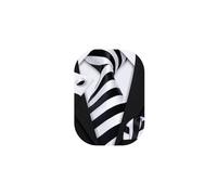 Barry.Wang Mens Black White Tie Silk Stripe Necktie Pocket Square Cufflinks Set Wedding Business