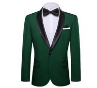 Barry.Wang Men's Blazer Velvet Suit Bowtie Handkerchief Cufflink Brooch Set Lapel One Button Tuxedo Party Wedding Suit Jacket Green S-3XL
