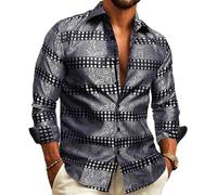 Barry.Wang Mens Dress Shirts Silk Luxury Paisley Big and Tall Long Sleeve Shirt Business Wedding Party Red Black S-3XL