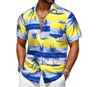 Barry.Wang Mens Hawaiian Shirts Short Sleeve Beach Casual Aloha Summer Button Down Tropical Lightweight Holiday Yacht Coconut