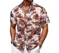 Barry.Wang Mens Hawaiian Shirts Short Sleeve Beach Casual Aloha Summer Button Down Tropical Lightweight Holiday Yacht Frond