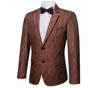 Barry.Wang Men's Herringbone Blazer Two Button Blazer Bowtie Handkerchief Cufflink Set for Wedding Business Party Tuxedo Suit Jacket