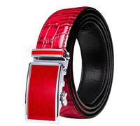 Barry.Wang Mens Ratchet Belt Western Cowboy Slide 1 3/8" Adjustable Automatic Buckle Strap Leather Belts for Jeans Dress Red Crocodile Party