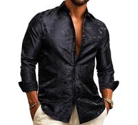 Barry.Wang Mens Shirts Silk Paisley Long Sleeve Dress Shirts Big and Tall Floral Shirt Men Wedding Party S-3XL