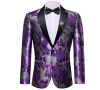 Barry.Wang Men's Suit Bowtie Set Paisley Luxury Embroidery Blazer Jacket Single-Breasted Wedding Business Coat