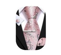 Barry.Wang Mens Tie Paisley Plaid Striped Floral Silky Necktie Pocket Square Cufflinks Clip Set Wedding Party Formal Business