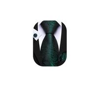 Barry.Wang Men's Tie Set Green Paisley Silk Pocket Square Cufflinks Necktie Woven Wedding Party