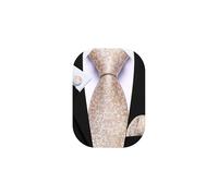 Barry.Wang Mens Tie Silk Floral Necktie Pocket Square Cufflinks Set Wedding Wedding Prom