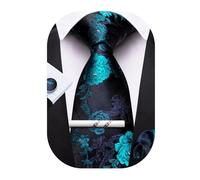 Barry.Wang Mens Ties Set Silk Floral Paisley Necktie Pocket Square Cufflinks Clip 4PCS Set Business Wedding Party Work for Men Tie