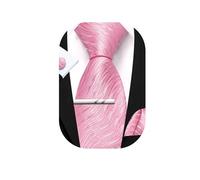 Barry.Wang Mens Ties Set Solid Color Silk 3.3" Tie Pocket Square Cufflinks Clip Set Business Wedding Party Necktie for Men