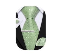 Barry.Wang Mens Ties Set Solid Color Silk 3.3" Tie Pocket Square Cufflinks Clip Set Business Wedding Party Necktie for Men