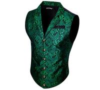 Barry.Wang Men's Victorian Waistcoat Emerald Green Steampunk Gothic Vest
