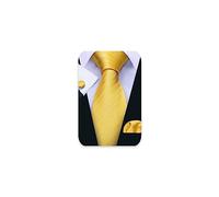 Barry.Wang Mens Yellow Gold Ties Silk Solid Color Necktie With Handkerchief Cufflinks Set in Gift Box