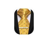 Barry.Wang Plaid Ties Mens Silk Necktie and Tie Clip Checkered Tie for Wedding Party Business Formal, Yellow, One size