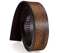 Barry.Wang Ratchet Belt Buckle Strap Replacement 1 3/8”,Leather Belt Straps for 40MM Slide Click Buckle,Trim to Fit, B-orange Stripe, One size