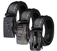 Barry.Wang Ratchet Belt Gift Set Leather Slide Buckle Fashion for Men Business Wedding 3PC