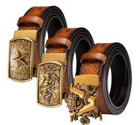 Barry.Wang Ratchet Belt Gift Set Leather Slide Buckle Fashion for Men Business Wedding 3PC