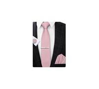 Barry.Wang Rose Gold Ties for Men Cotton Necktie Pocket Square Cufflinks and Clip Set Classic Wedding
