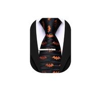 Barry.Wang Silk Ties for Men Fun Necktie and Tie Clip Set for Wedding Party Business Formal Extra Long, Batman Black Orange, One Size