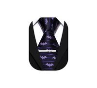 Barry.Wang Silk Ties for Men Fun Necktie and Tie Clip Set for Wedding Party Business Formal Extra Long, Batman Black Purple, One Size