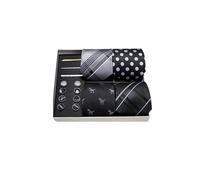 Barry.Wang Tie Set 4 PCS Gift Men's Silk Black Necktie Pocket Square Cuff Links Tie Clips Wedding Classic Formal