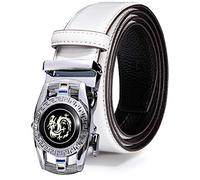 Barry.Wang White Leather Belt for Men Designer Dragon Buckle Fashion Waist Belt Business