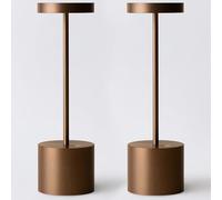 Barryca 2-Pack Cordless Rechargeable Table Lamps, 3 Color Temperatures and Stepless Dimmable, IP54 Waterproof Portable Battery Operated LED Lights for Outdoor Patio Bedside Restaurant, Mocha