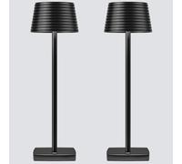Barryca 2 Pack Cordless Table Lamp Rechargeable - 3 Color Touch Dimmable IP54 Metal, Portable Battery Operated for Home Restaurant Outdoor Patio(Black)
