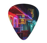 Bars Neon Lights Printed Guitar Picks 12-Piece Set - Comfortable, Versatile Plectrum for All Guitar Styles & Players