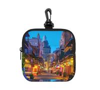 Bars Neon Lights Square Zipper Pouch with All-Over Print,Waterproof Rubber-Fabric, Lightweight Durable Small Organizer Bag for Coins, Cards, Keys