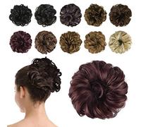 BARSDAR Hair Bun Extensions Hairpiece Hair Rubber Scrunchies for Women Ponytail Extensions Updo Curly Messy Bun - Dark Auburn