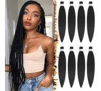 BARSDAR Pre stretched Braiding Hair, 26 Inch 8 Packs Black Long Braiding Hair For Twist or Box Braids Yaki Texture Hot Water Setting Synthetic Crochet Braiding Hair Extensions -2# Natural Black