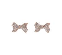 Barseta Rose Gold Coloured Crystal Bow Stud Earrings