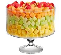 Barski European Beautiful Large 4.8L Trifle Bowl - Glass Bowl on Pedestal - 5 Quarts - 9.5" Round Serving Bowl Decoration Plate Layer Cake Plate Display Stand for Dessert, Fruit
