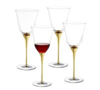 Barski Goblet - Red Wine Glass - White Wine Glass - Crystal Glass - Water Glass - Shiny Gold Stem - Stemmed Glasses - Set of 4 Goblets - 10 oz Made in Europe