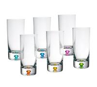 Barski Highball Glass - Drinking Glasses - Set of 4 - Hiball Tumblers - Glass Crystal Tumbler - with Colored Bubble on bottom - for Water, Juice and Cocktails, Bar Glassware - 12 oz - Made in Europe