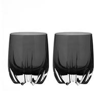 Barski Whiskey Glasses - Double Old Fashioned Charcoal Black Rocks Glass - Set of 2 Lowball Tumbler - Heavy Base- DOF Crystal Glass Tumblers - For Scotch, Bourbon, Water - 11 oz, Made in Europe