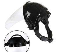 barsku Hard Hat Forestry, Safety Clear Anti Fog Polycarbonate Grinding Face Shield Eye Protection Screen Mask Ear Muff Welding Helmet Black Edging with Shaded Front Panel Visor