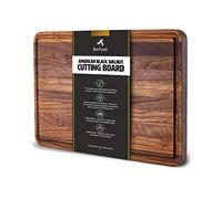 BarStash Wooden Cutting Board - Fine, Handmade Wood Boards for Kitchen, Bar - Large Chopping Boards Made From Naturally Seasoned, Fine, Natural Grain Black (American Black Walnut)